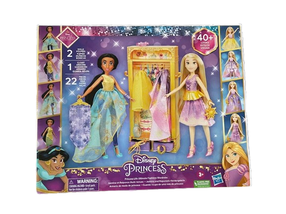 Disney Princess Jasmine & Rapunzel mit 2 Puppen 1 Garderobe 22 Teilen von Hasbro