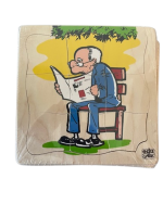 Holzpuzzle - 4 über­lagernden Holzpuzzles, die...