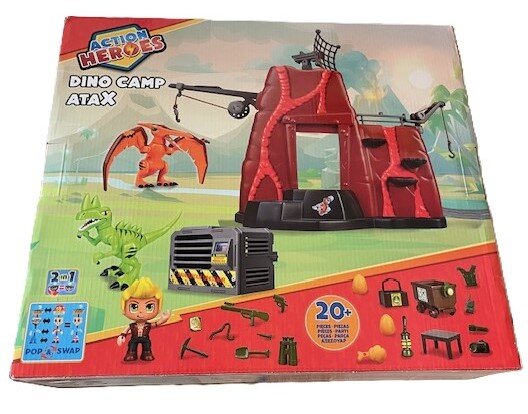 Action-Spielset ‚Dino Camp‘ – großes Abenteuer-Set mit Dinosauriern, Forscherfiguren & Zubehör (20 + Teile)