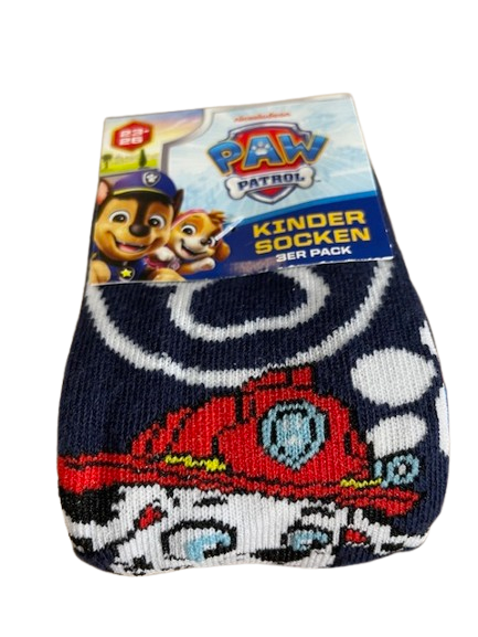 PAW Patrol Kinder-Socken – 3er Pack mit Marshall, Chase & Rubble