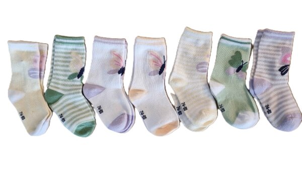 Babysocken Bio-Baumwolle 7er-Pack - Süße Füßchen, nachhaltiger Style von Distra Fashion