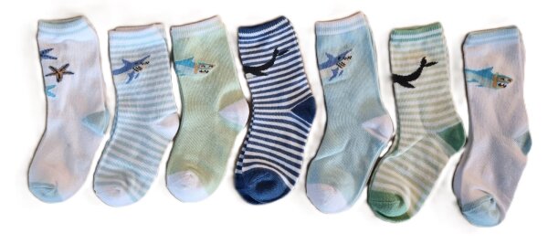 Babysocken 7er-Pack Bio-Baumwolle Coole Meeres-Motive