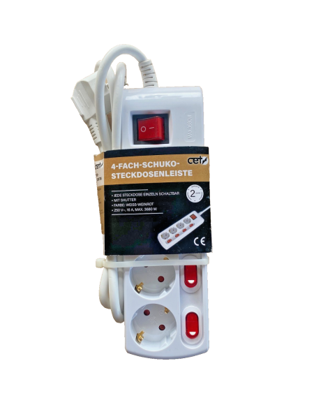 4 Fach Schuko Steckdosenleiste CET einzeln schaltbar