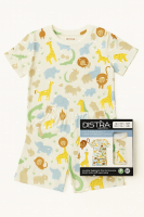 Kinder Pyjama Set 100% Bio-Baumwolle Kurzarm & Shorts Safari